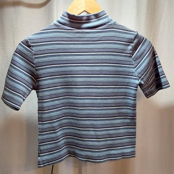 In Design Vintage 90's Knit Top Mock Turtle Neck Blue Girl's Size 10/12 - Picture 3 of 5